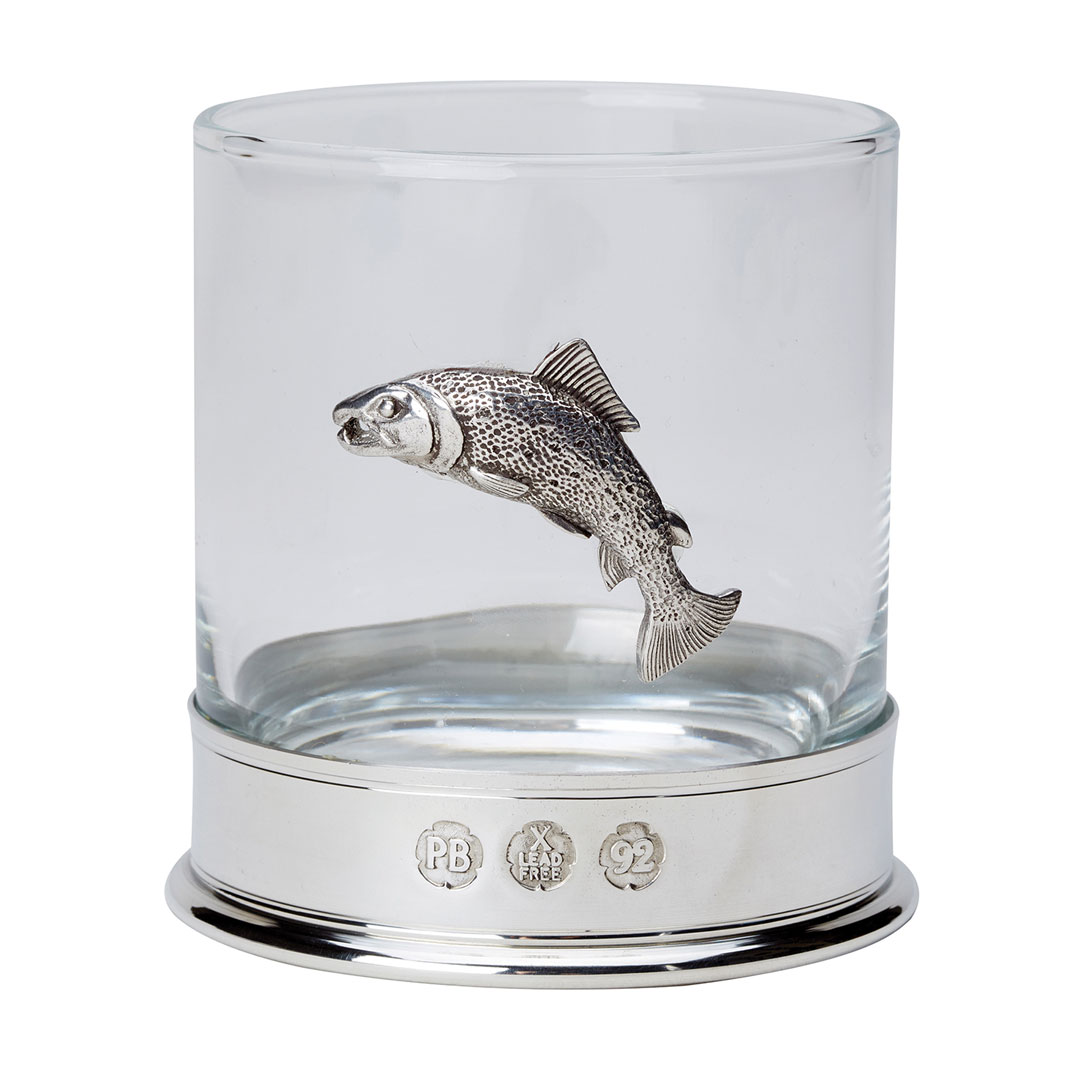 English Pewter Salmon Whisky Glass