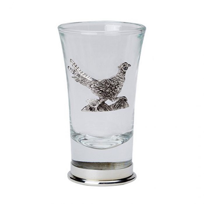 English Pewter Running Pheasant Shot Glass